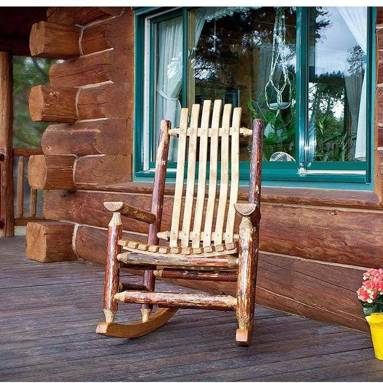 Montana Woodworks Glacier Country Collection Adult Log Rocker (Exterior Stain Finish)-Rustic Furniture Marketplace