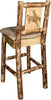 Montana Woodworks Glacier Country Collection Back Supported Barstool with Laser Engraved Design - Buckskin Upholstery-Rustic Furniture Marketplace