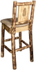 Montana Woodworks Glacier Country Collection Back Supported Barstool with Laser Engraved Design - Buckskin Upholstery-Rustic Furniture Marketplace