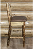 Montana Woodworks Glacier Country Collection Back Supported Barstool with Laser Engraved Design - Saddle Upholstery-Rustic Furniture Marketplace
