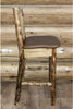 Montana Woodworks Glacier Country Collection Back Supported Barstool with Laser Engraved Design - Saddle Upholstery-Rustic Furniture Marketplace