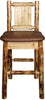 Montana Woodworks Glacier Country Collection Back Supported Barstool with Laser Engraved Design - Saddle Upholstery-Rustic Furniture Marketplace