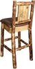 Montana Woodworks Glacier Country Collection Back Supported Barstool with Laser Engraved Design - Saddle Upholstery-Rustic Furniture Marketplace