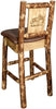 Montana Woodworks Glacier Country Collection Back Supported Barstool with Laser Engraved Design - Saddle Upholstery-Rustic Furniture Marketplace