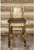 Montana Woodworks Glacier Country Collection Back Supported Barstool with Laser Engraved Design - Saddle Upholstery-Rustic Furniture Marketplace