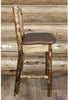 Montana Woodworks Glacier Country Collection Back Supported Barstool with Laser Engraved Design - Saddle Upholstery-Rustic Furniture Marketplace