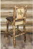 Montana Woodworks Glacier Country Collection Back Supported Barstool with Laser Engraved Design - Saddle Upholstery-Rustic Furniture Marketplace