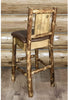 Montana Woodworks Glacier Country Collection Back Supported Barstool with Laser Engraved Design - Saddle Upholstery-Rustic Furniture Marketplace