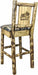 Montana Woodworks Glacier Country Collection Back Supported Barstool with Laser Engraved Design - Woodland Upholstery-Rustic Furniture Marketplace