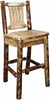Montana Woodworks Glacier Country Collection Barstool with Back - Ergonomic Wooden Seat-Rustic Furniture Marketplace