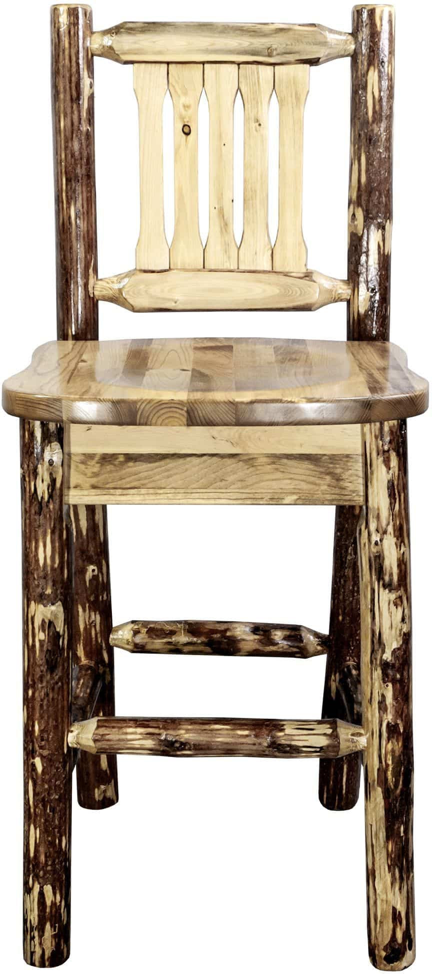 Montana Woodworks Glacier Country Collection Barstool with Back - Ergonomic Wooden Seat-Rustic Furniture Marketplace