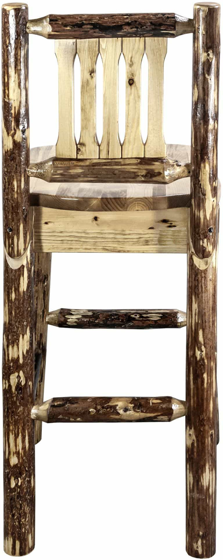 Montana Woodworks Glacier Country Collection Barstool with Back - Ergonomic Wooden Seat-Rustic Furniture Marketplace