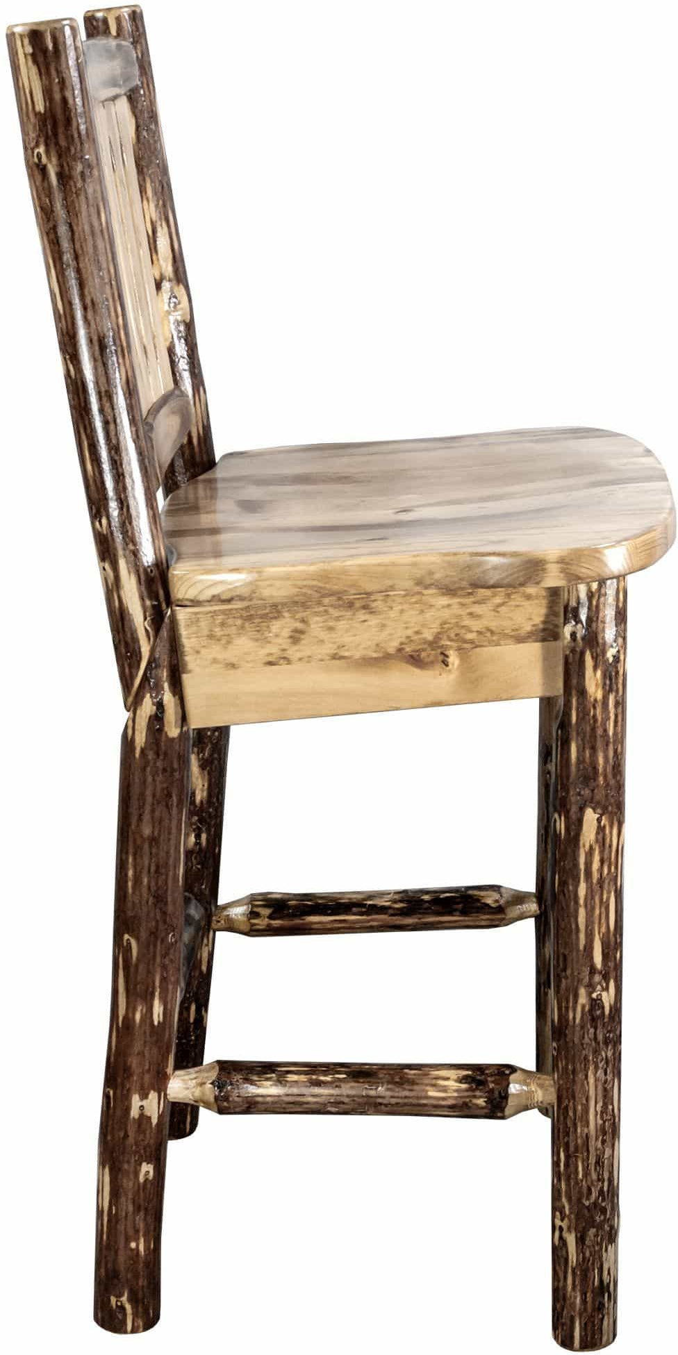 Montana Woodworks Glacier Country Collection Barstool with Back - Ergonomic Wooden Seat-Rustic Furniture Marketplace