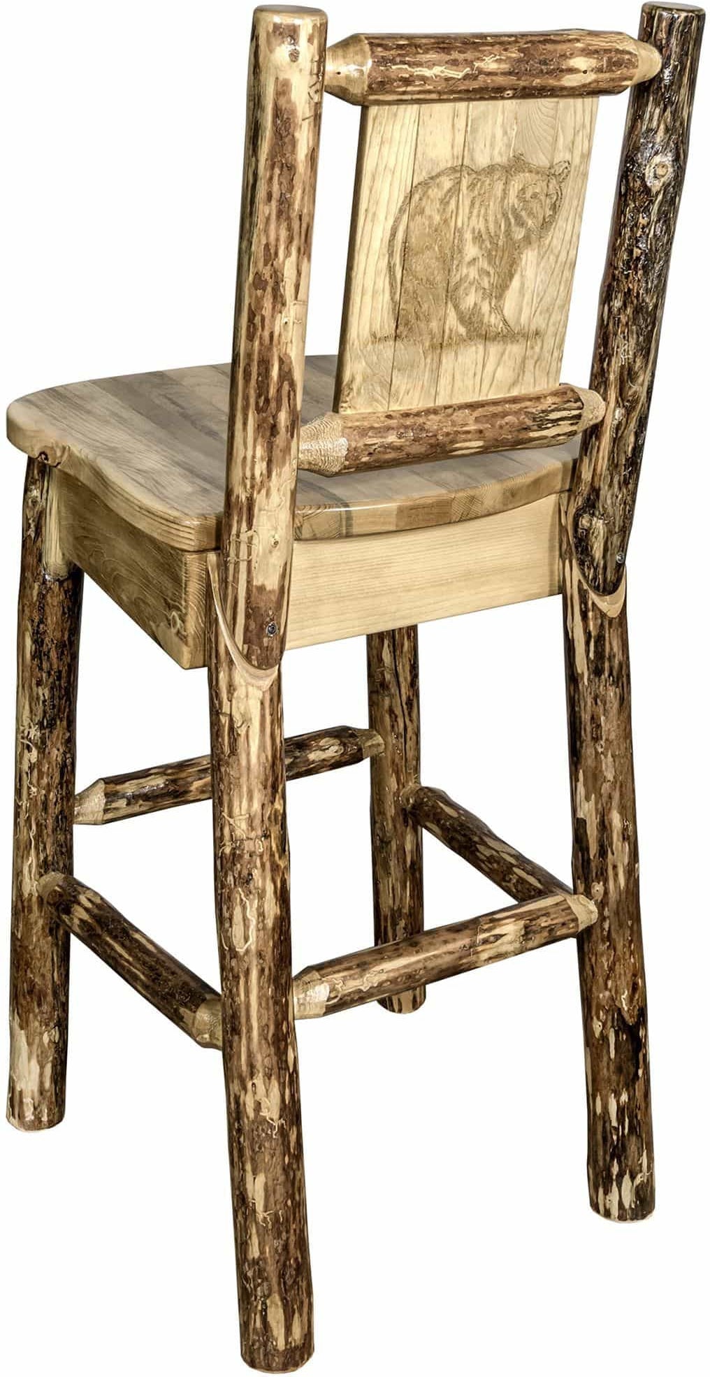 Montana Woodworks Glacier Country Collection Barstool with Back - Laser Engraved Design-Rustic Furniture Marketplace