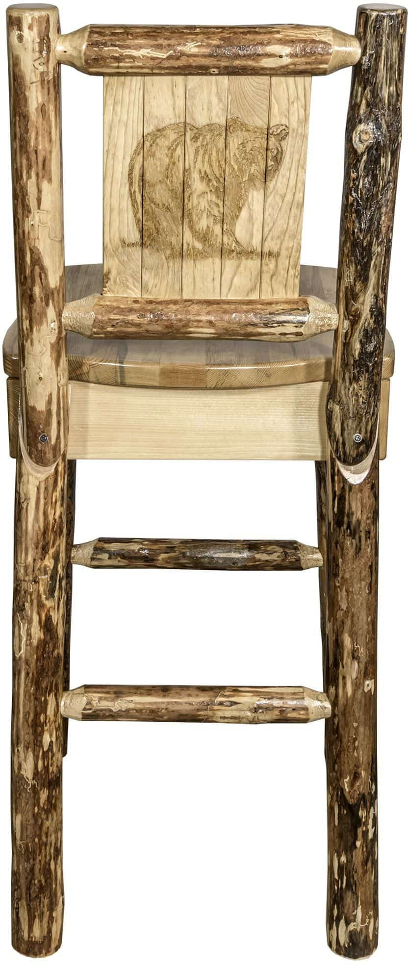 Montana Woodworks Glacier Country Collection Barstool with Back - Laser Engraved Design-Rustic Furniture Marketplace