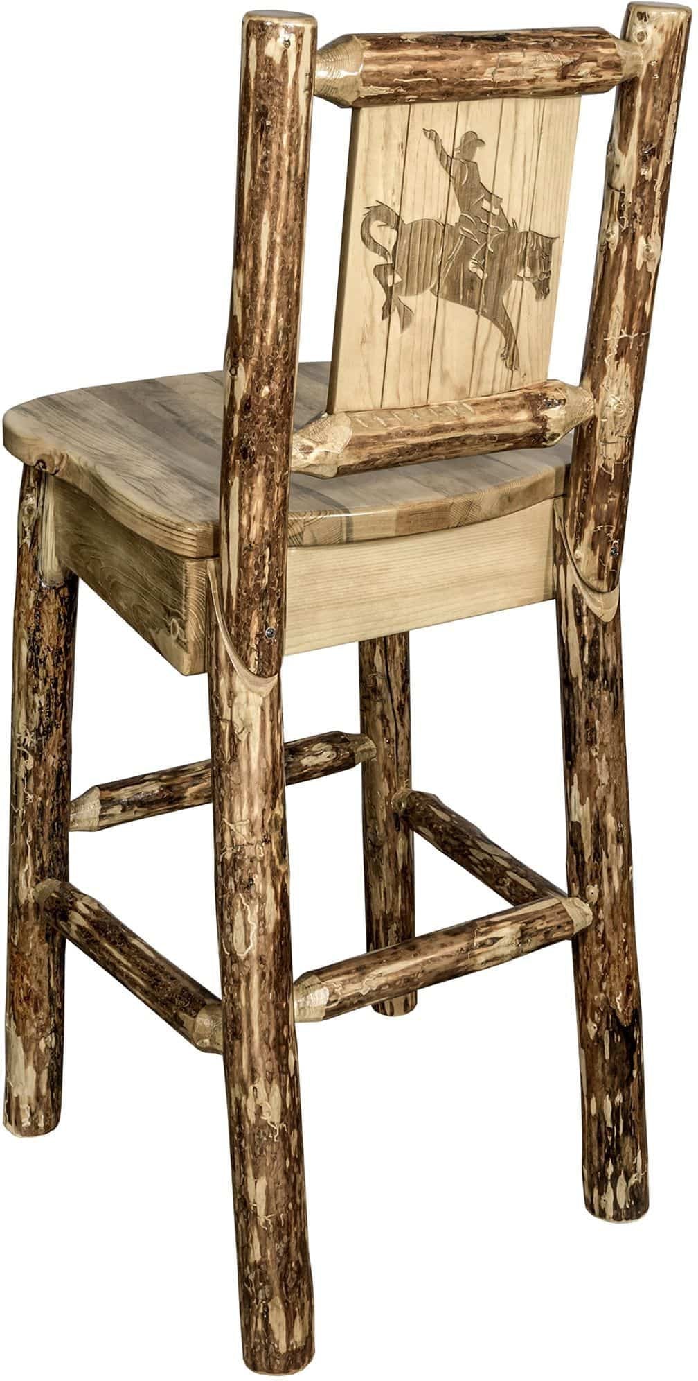 Montana Woodworks Glacier Country Collection Barstool with Back - Laser Engraved Design-Rustic Furniture Marketplace