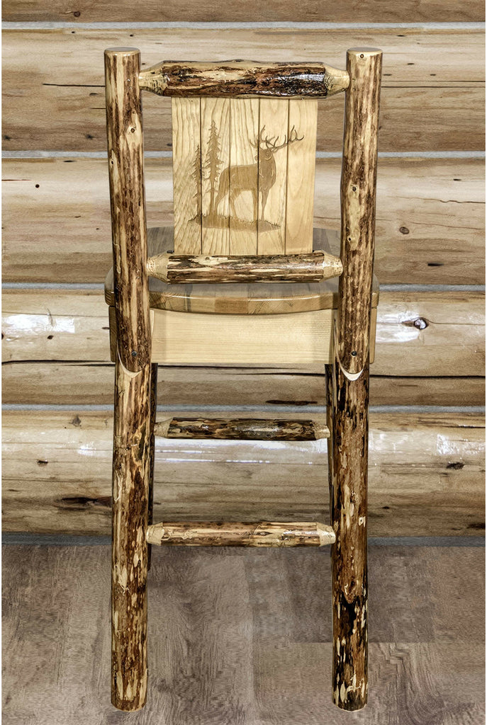 Montana Woodworks Glacier Country Collection Barstool with Back - Laser Engraved Design-Rustic Furniture Marketplace