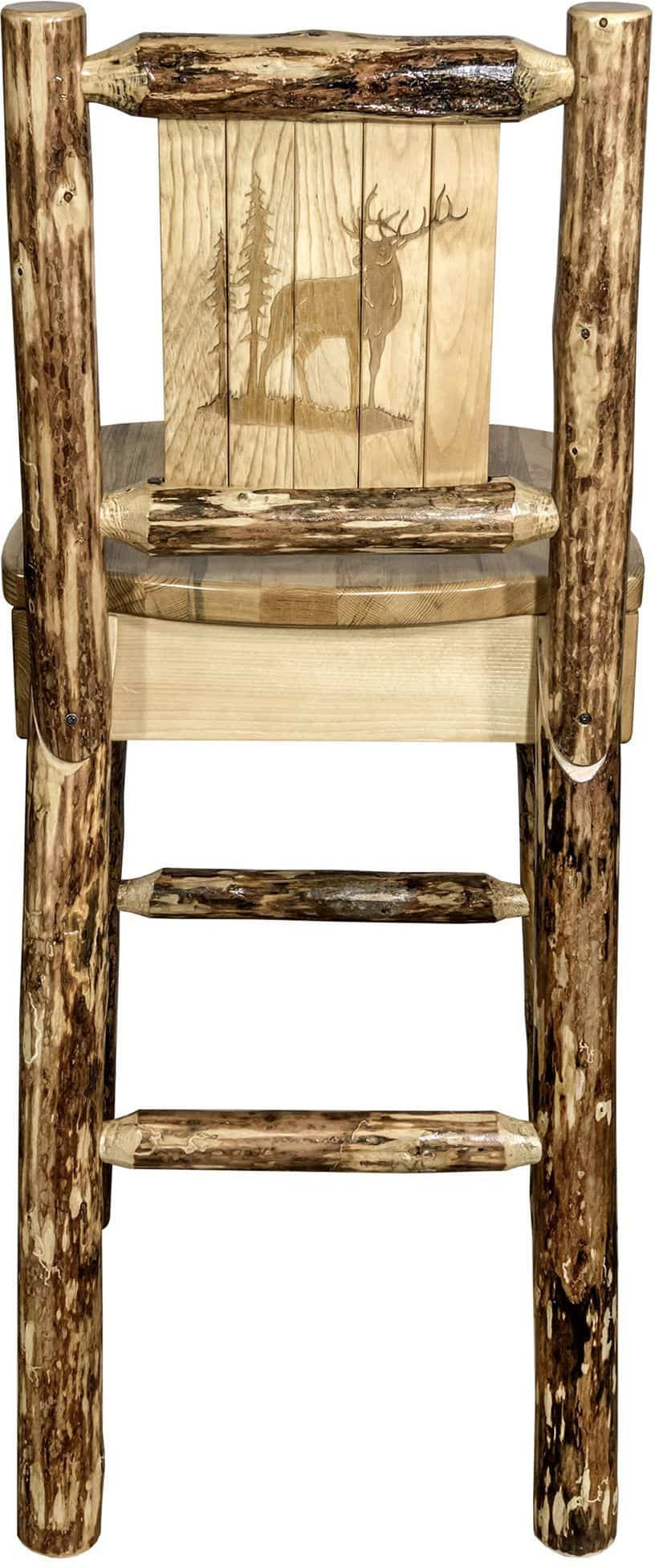 Montana Woodworks Glacier Country Collection Barstool with Back - Laser Engraved Design-Rustic Furniture Marketplace