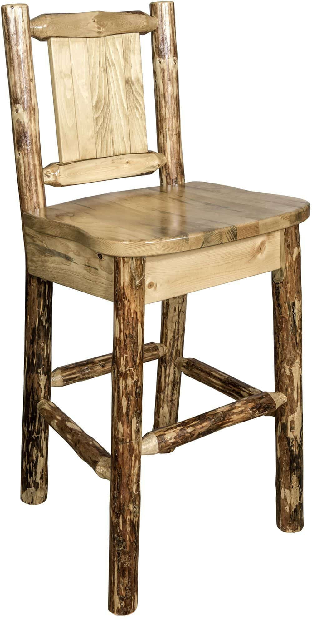 Montana Woodworks Glacier Country Collection Barstool with Back - Laser Engraved Design-Rustic Furniture Marketplace