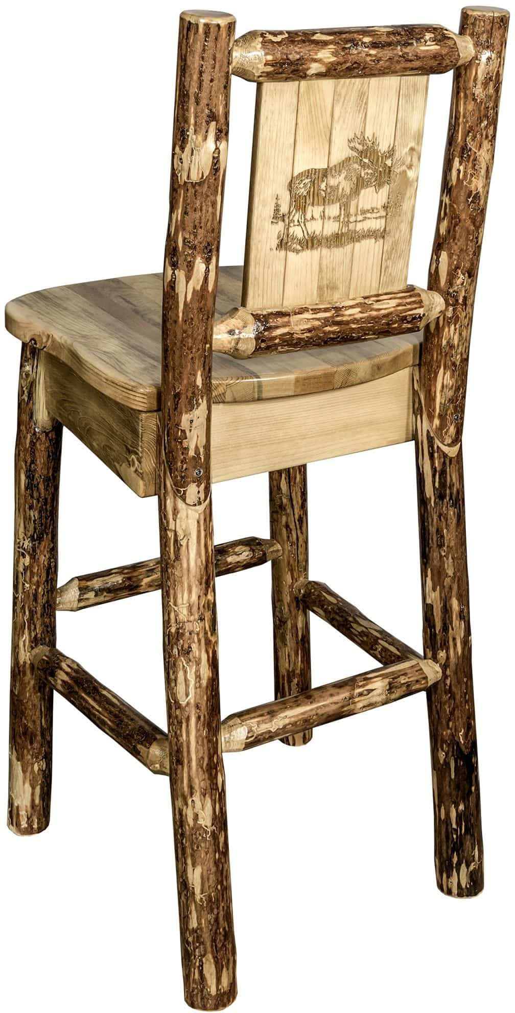 Montana Woodworks Glacier Country Collection Barstool with Back - Laser Engraved Design-Rustic Furniture Marketplace