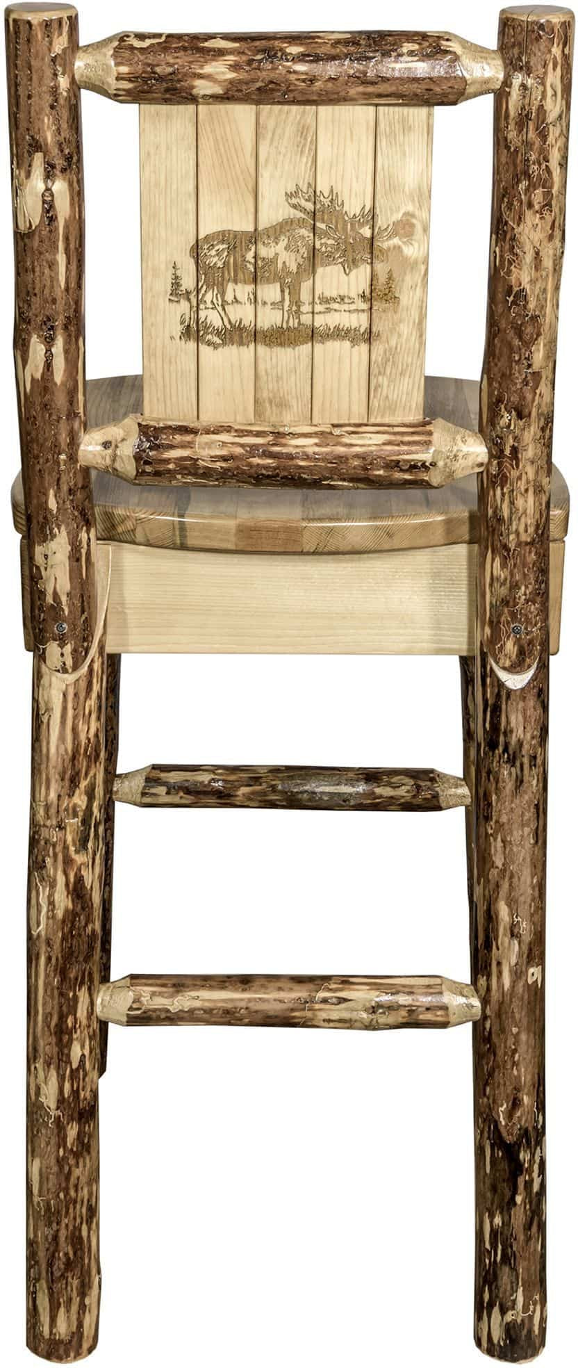 Montana Woodworks Glacier Country Collection Barstool with Back - Laser Engraved Design-Rustic Furniture Marketplace