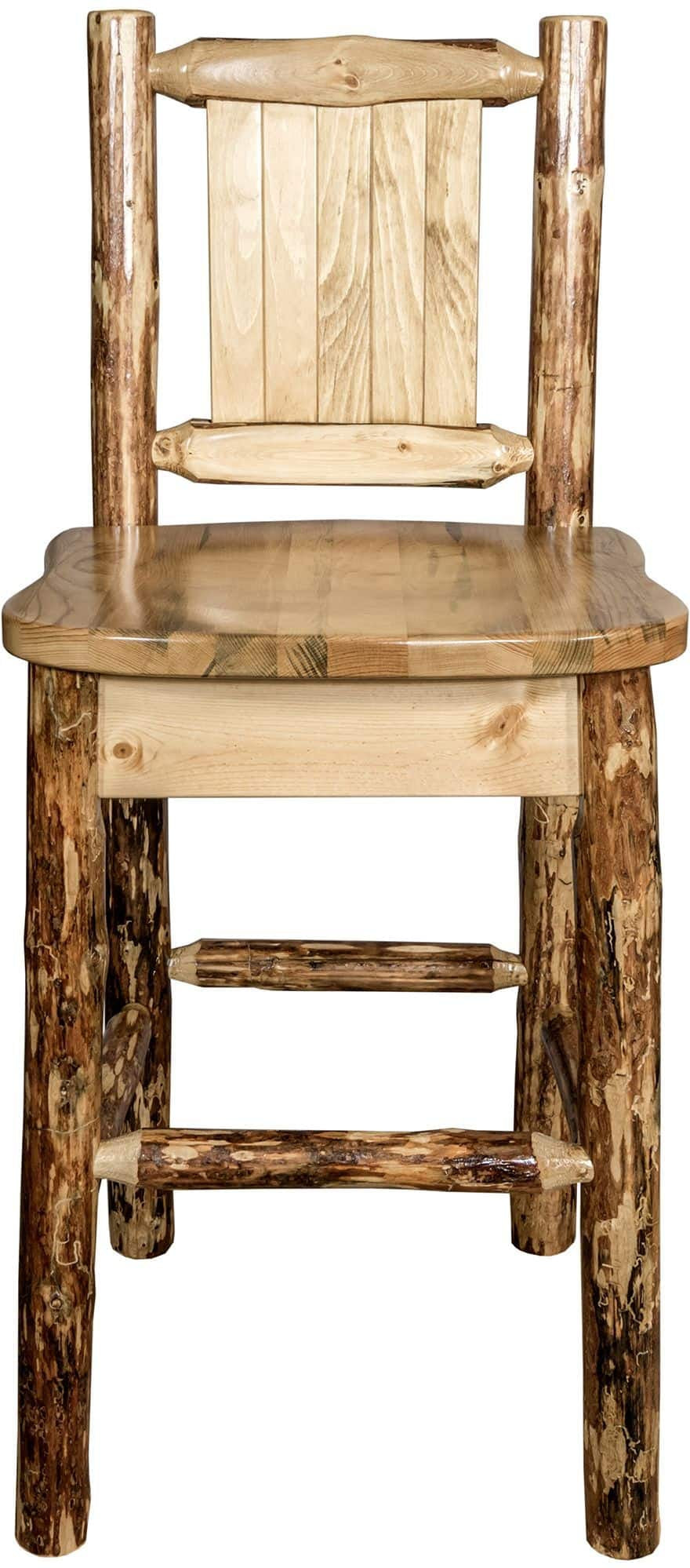 Montana Woodworks Glacier Country Collection Barstool with Back - Laser Engraved Design-Rustic Furniture Marketplace