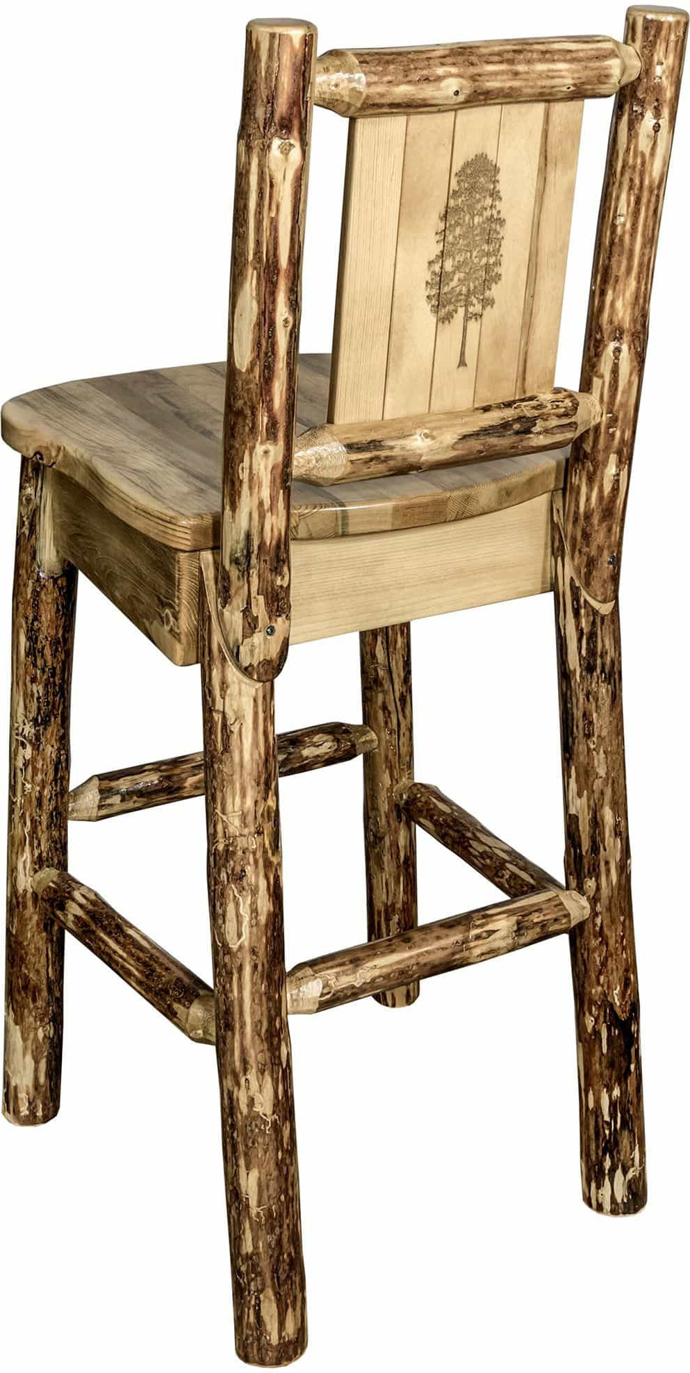 Montana Woodworks Glacier Country Collection Barstool with Back - Laser Engraved Design-Rustic Furniture Marketplace