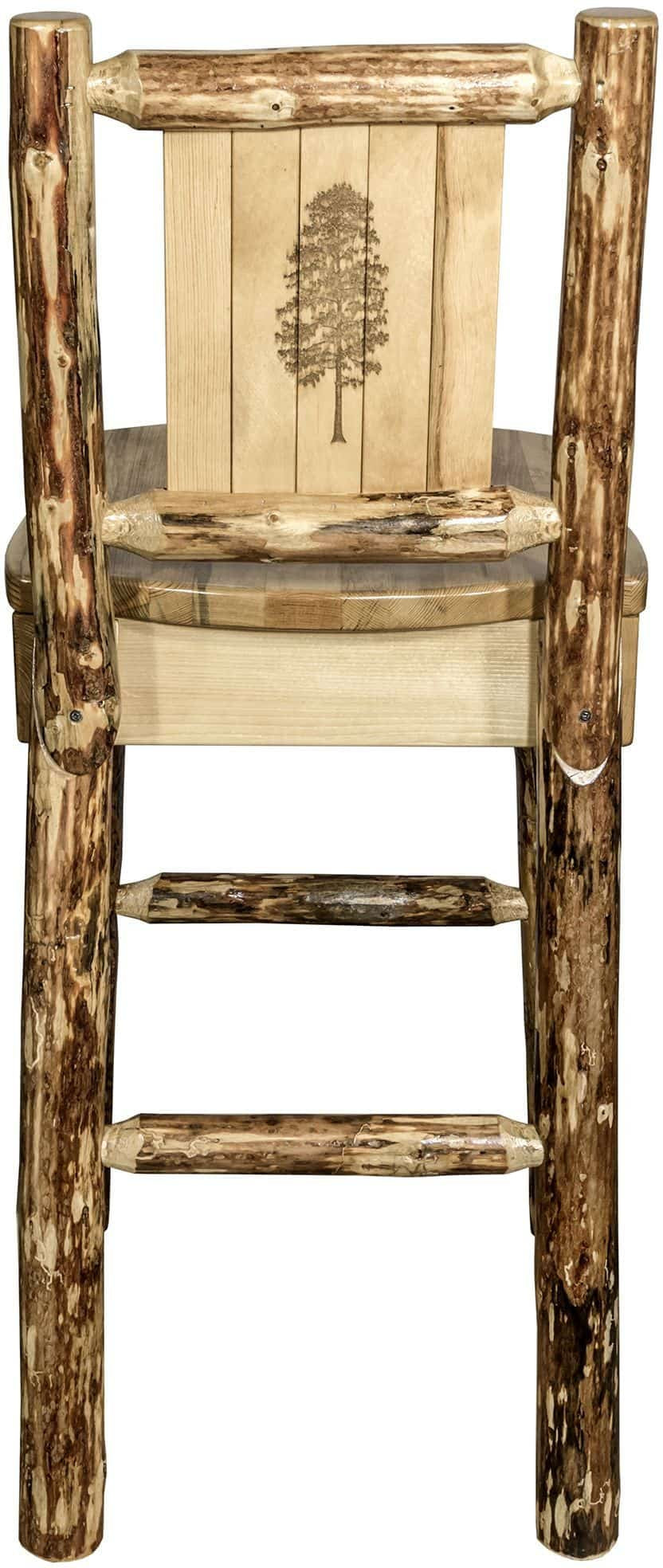 Montana Woodworks Glacier Country Collection Barstool with Back - Laser Engraved Design-Rustic Furniture Marketplace