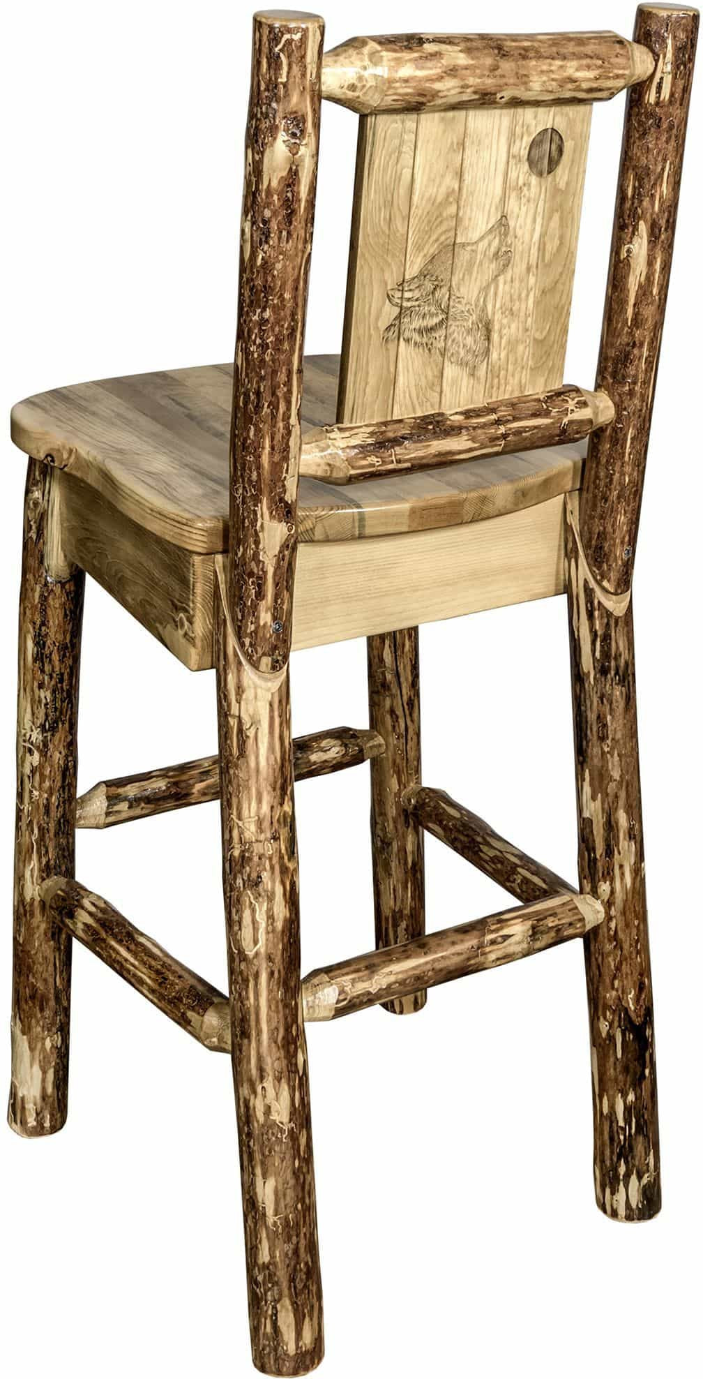 Montana Woodworks Glacier Country Collection Barstool with Back - Laser Engraved Design-Rustic Furniture Marketplace