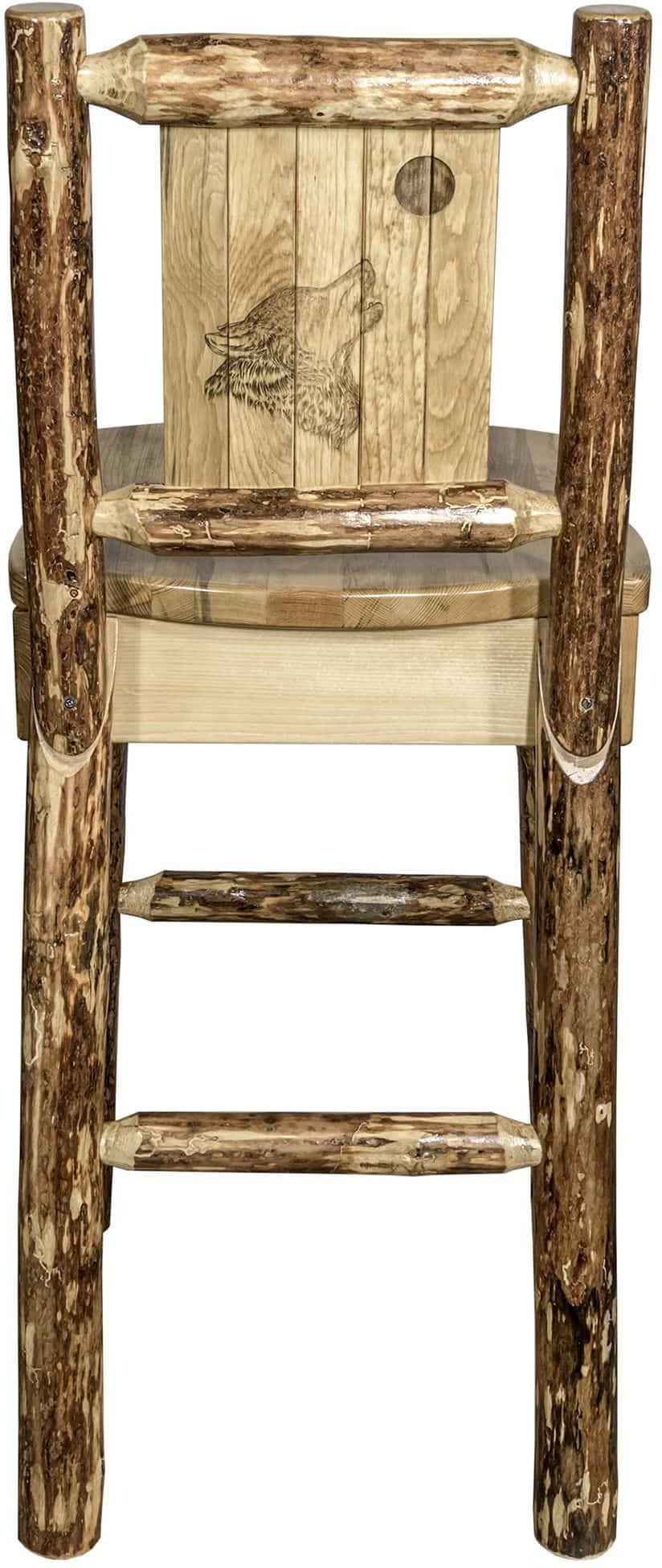 Montana Woodworks Glacier Country Collection Barstool with Back - Laser Engraved Design-Rustic Furniture Marketplace