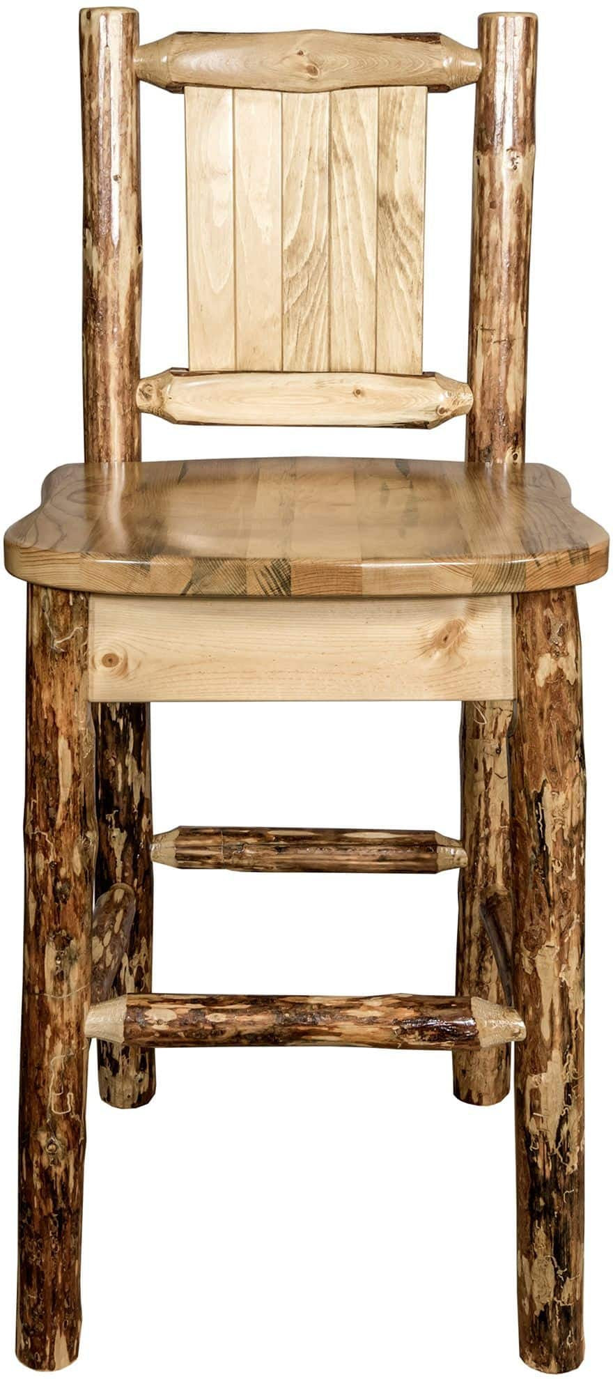 Montana Woodworks Glacier Country Collection Barstool with Back - Laser Engraved Design-Rustic Furniture Marketplace