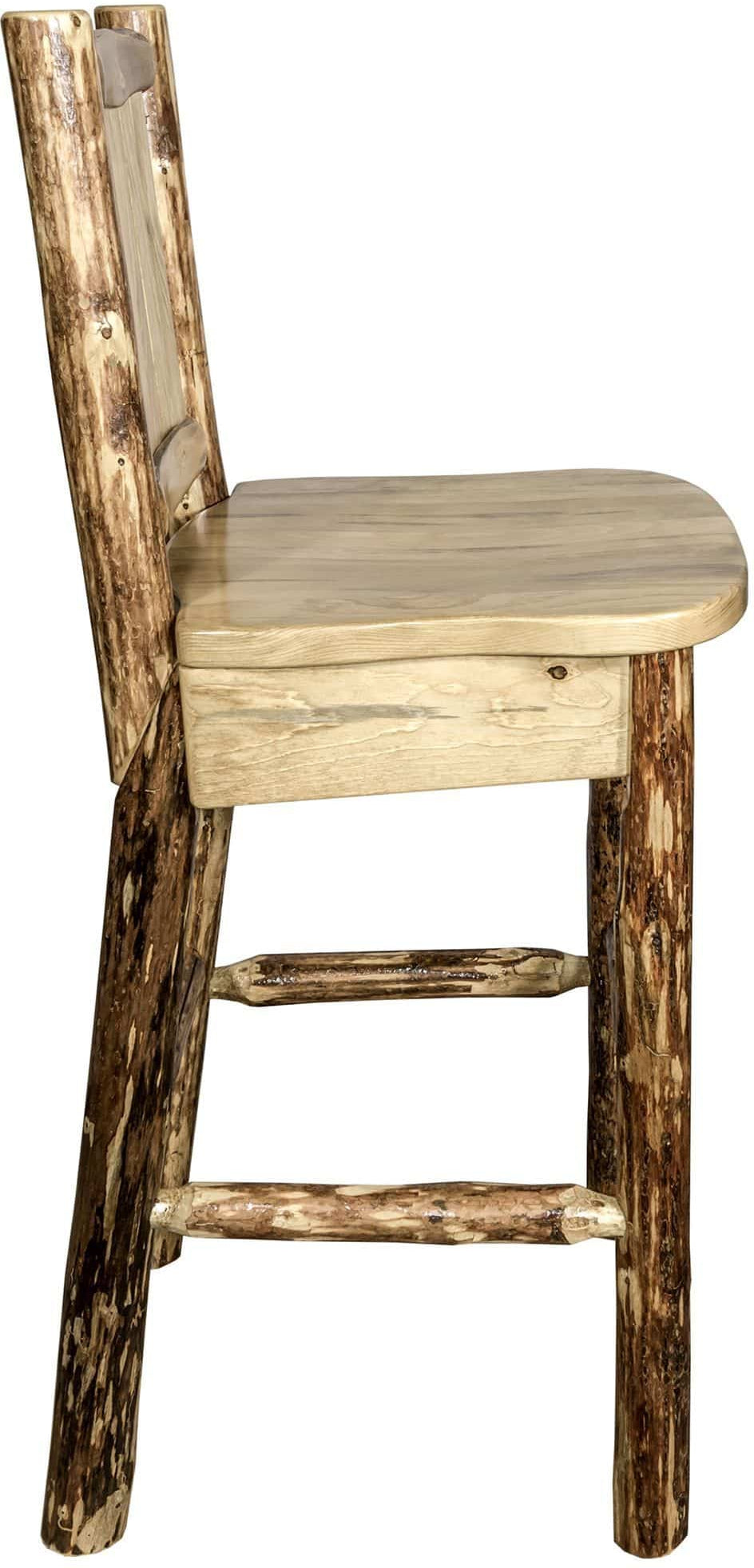 Montana Woodworks Glacier Country Collection Barstool with Back - Laser Engraved Design-Rustic Furniture Marketplace