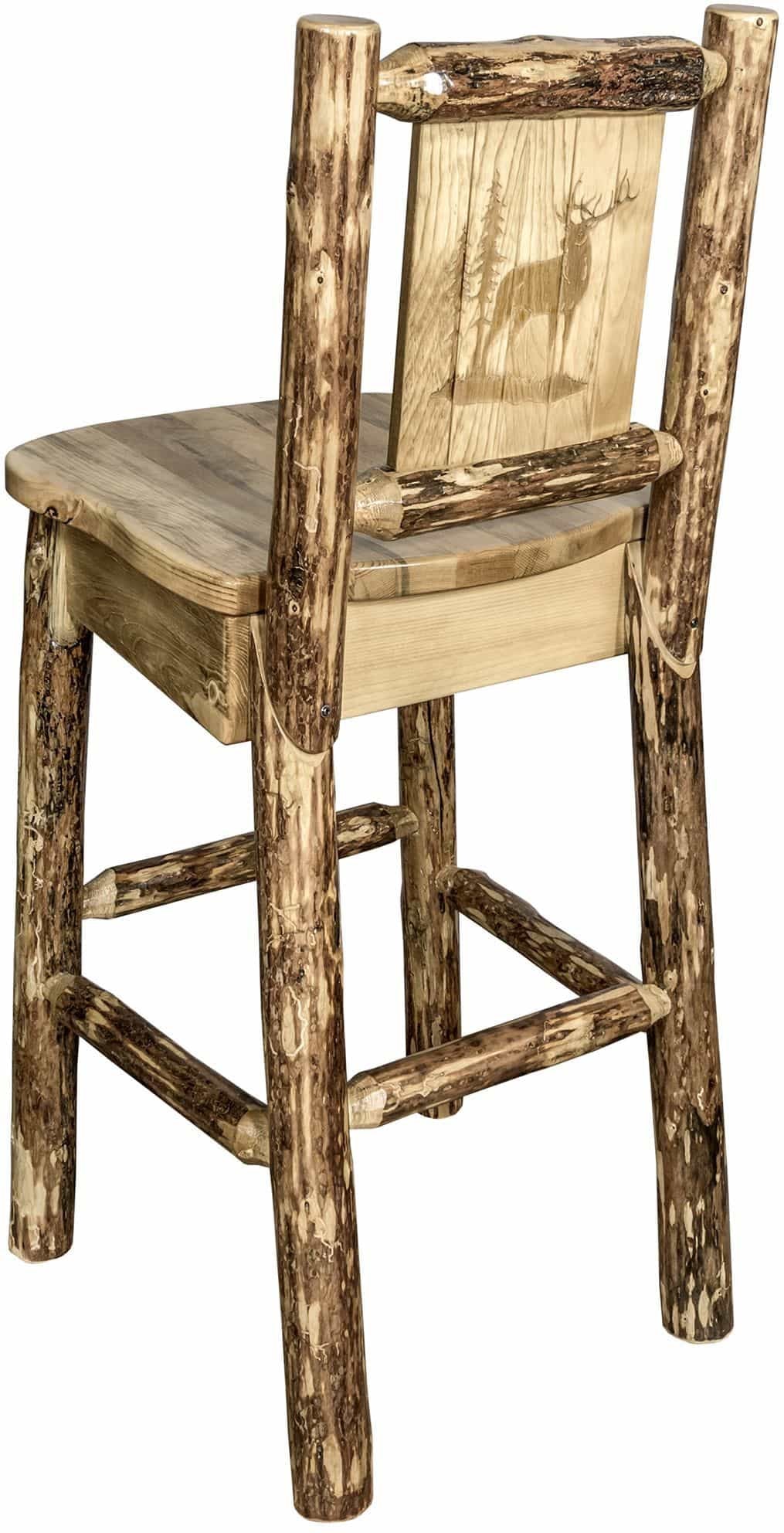 Montana Woodworks Glacier Country Collection Barstool with Back - Laser Engraved Design-Rustic Furniture Marketplace