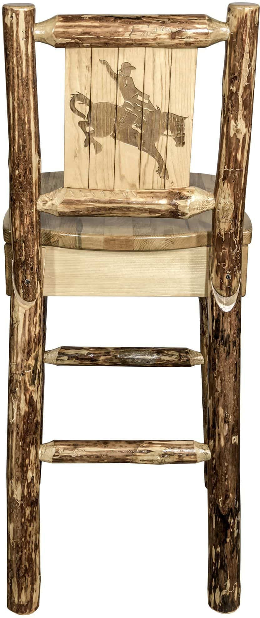 Montana Woodworks Glacier Country Collection Barstool with Back - Laser Engraved Design-Rustic Furniture Marketplace