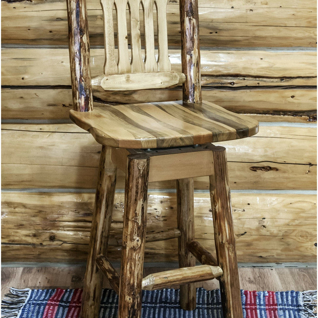 Montana Woodworks Glacier Country Collection Barstool with Back & Swivel-Rustic Furniture Marketplace