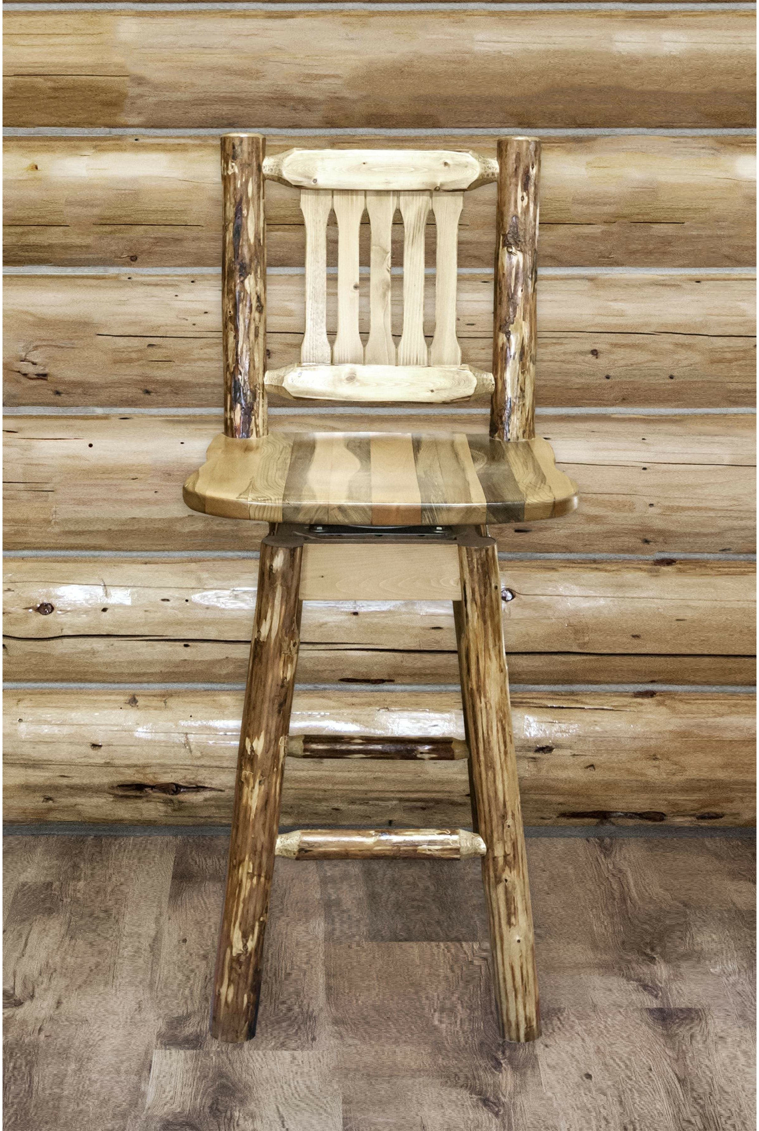 Montana Woodworks Glacier Country Collection Barstool with Back & Swivel-Rustic Furniture Marketplace