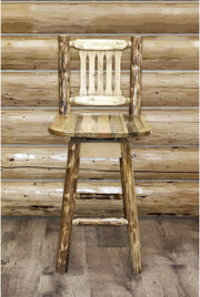 Montana Woodworks Glacier Country Collection Barstool with Back & Swivel-Rustic Furniture Marketplace