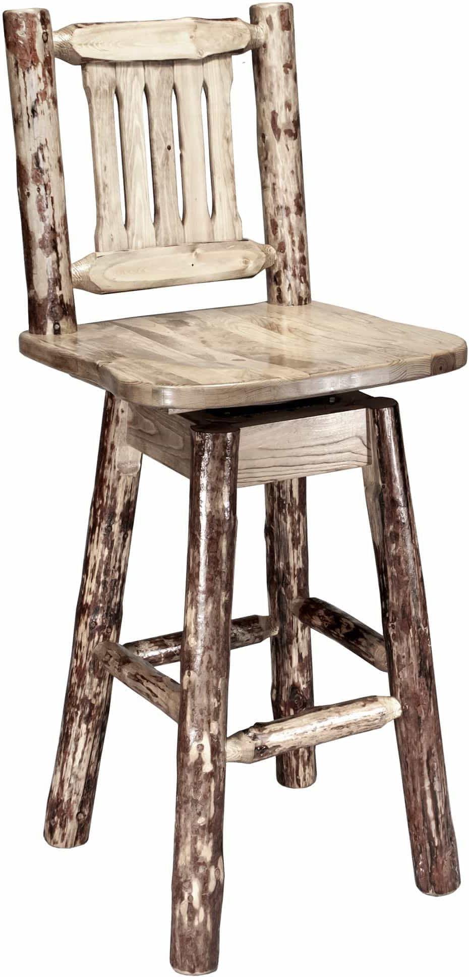 Montana Woodworks Glacier Country Collection Barstool with Back & Swivel-Rustic Furniture Marketplace