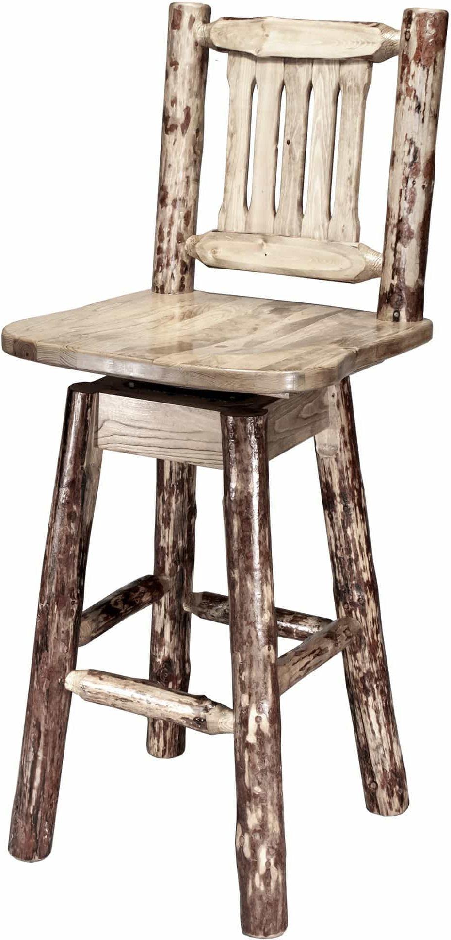 Montana Woodworks Glacier Country Collection Barstool with Back & Swivel-Rustic Furniture Marketplace