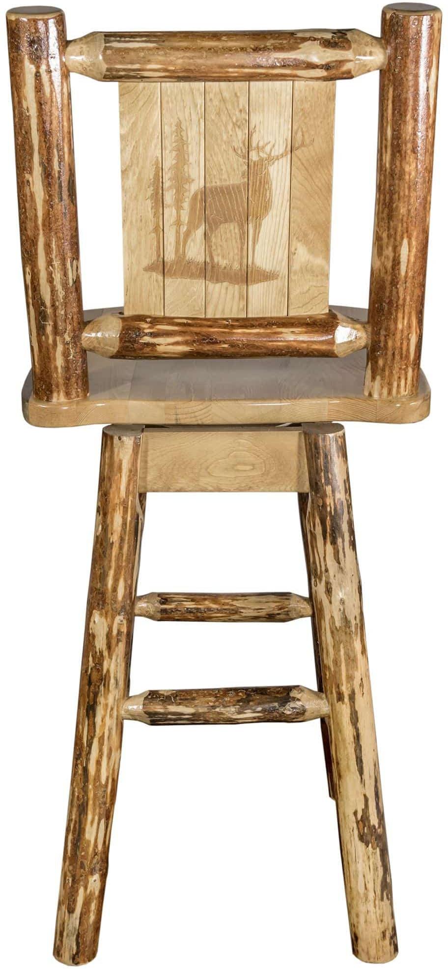 Montana Woodworks Laser Engraved Barstool with Back & Swivel-Rustic Furniture Marketplace