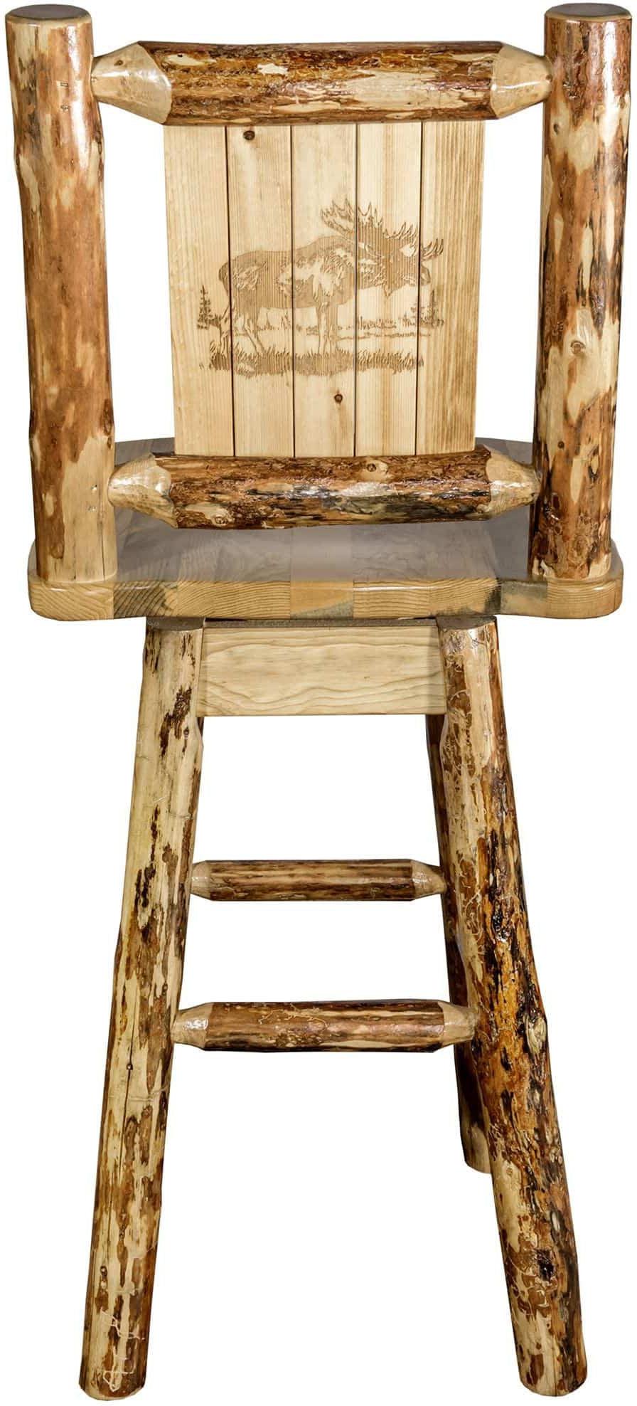 Montana Woodworks Laser Engraved Barstool with Back & Swivel-Rustic Furniture Marketplace