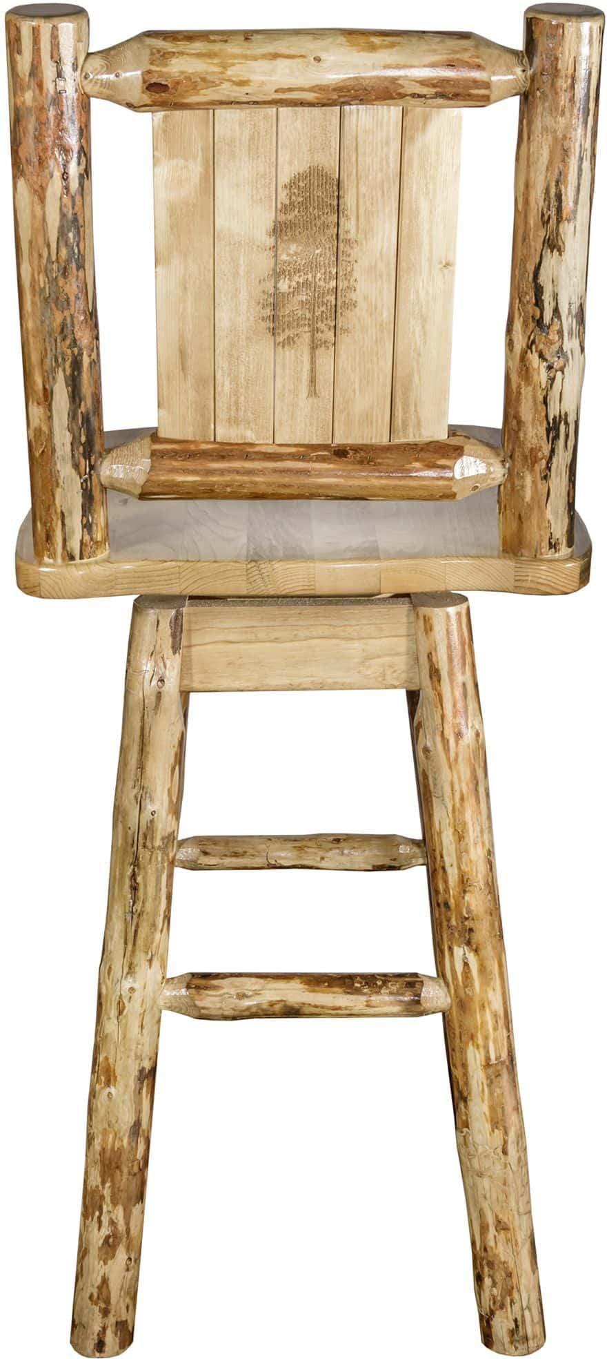 Montana Woodworks Laser Engraved Barstool with Back & Swivel-Rustic Furniture Marketplace