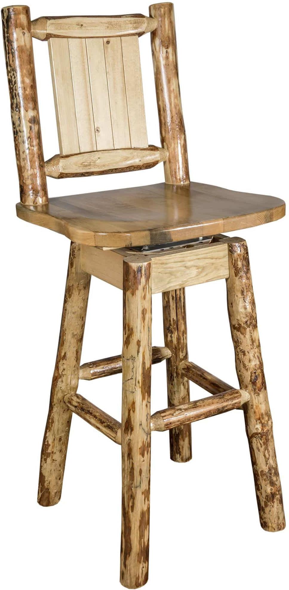 Montana Woodworks Laser Engraved Barstool with Back & Swivel-Rustic Furniture Marketplace