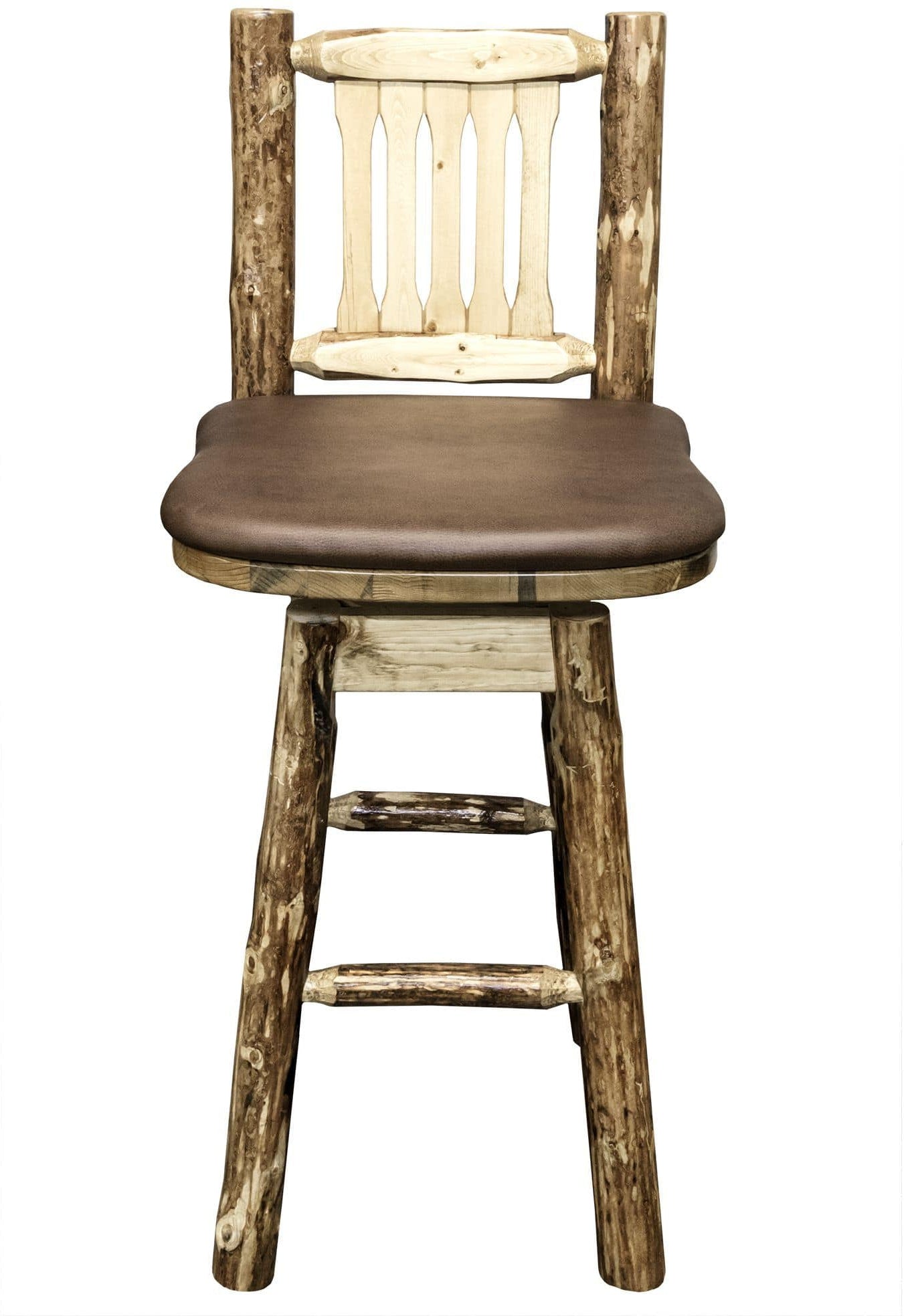 Montana Woodworks Glacier Country Collection Barstool with Back & Swivel with Upholstered Seat-Rustic Furniture Marketplace