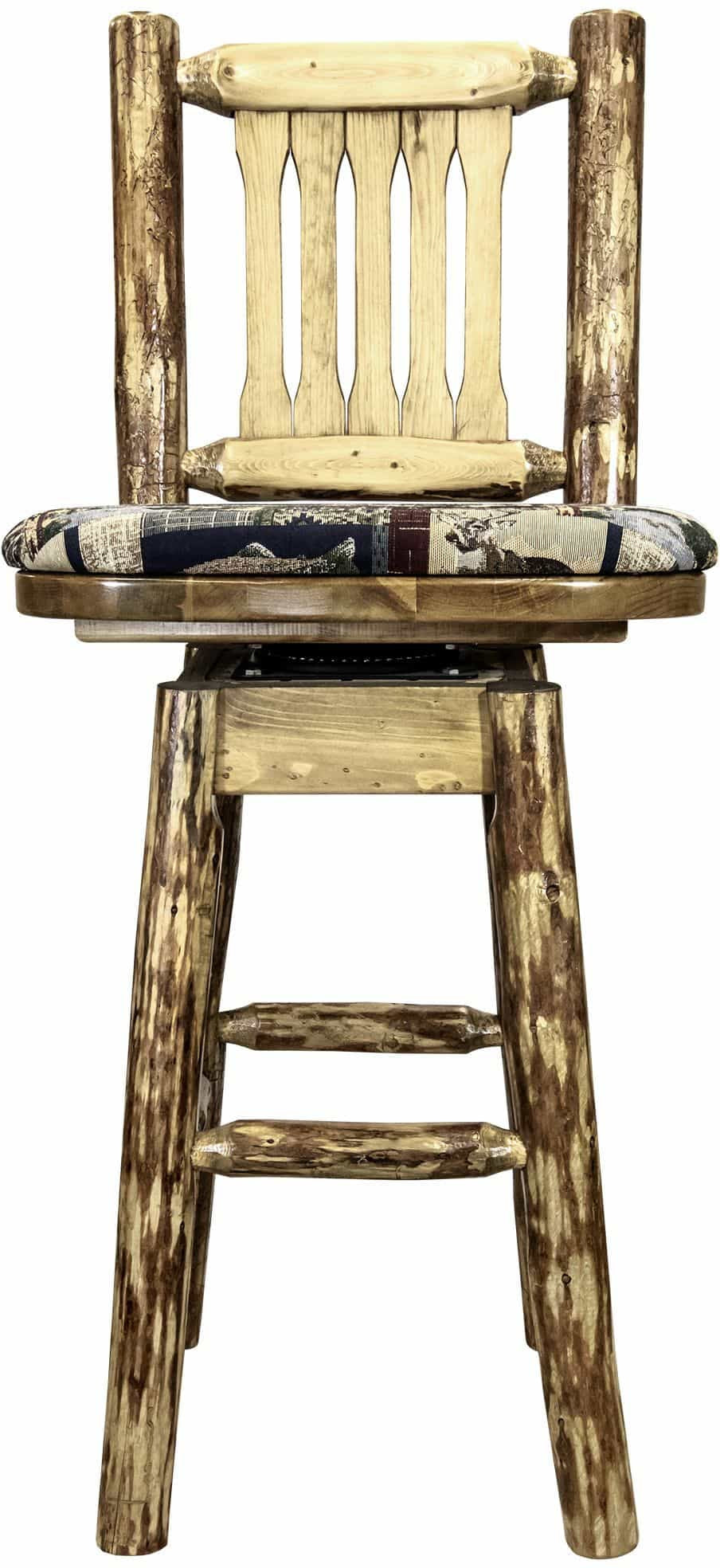 Montana Woodworks Glacier Country Collection Barstool with Back & Swivel with Upholstered Seat-Rustic Furniture Marketplace