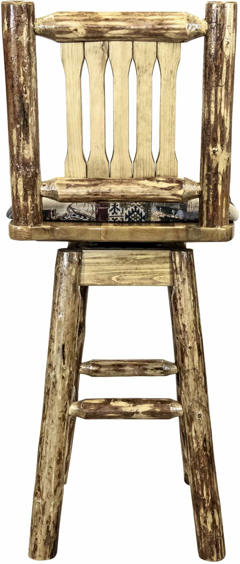 Montana Woodworks Glacier Country Collection Barstool with Back & Swivel with Upholstered Seat-Rustic Furniture Marketplace