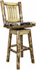 Montana Woodworks Glacier Country Collection Barstool with Back & Swivel with Upholstered Seat-Rustic Furniture Marketplace