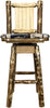 Montana Woodworks Glacier Country Collection Barstool with Back & Swivel - Woodland Pattern Upholstery-Rustic Furniture Marketplace