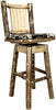 Montana Woodworks Glacier Country Collection Barstool with Back & Swivel - Woodland Pattern Upholstery-Rustic Furniture Marketplace