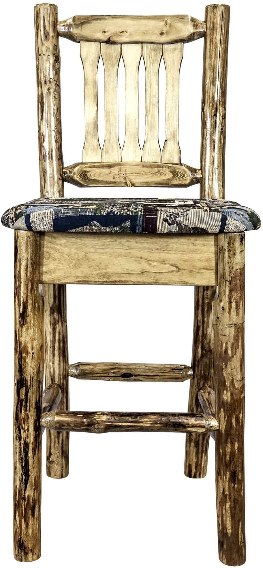 Montana Woodworks Glacier Country Collection Barstool with Back Upholstered Seat-Rustic Furniture Marketplace